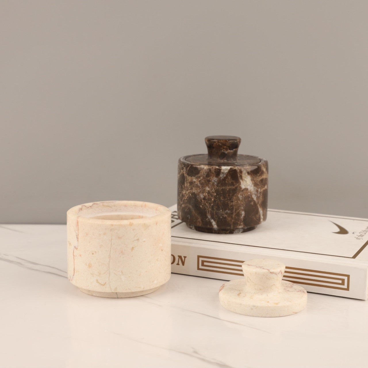 Marble Salt Cellar with Lid
