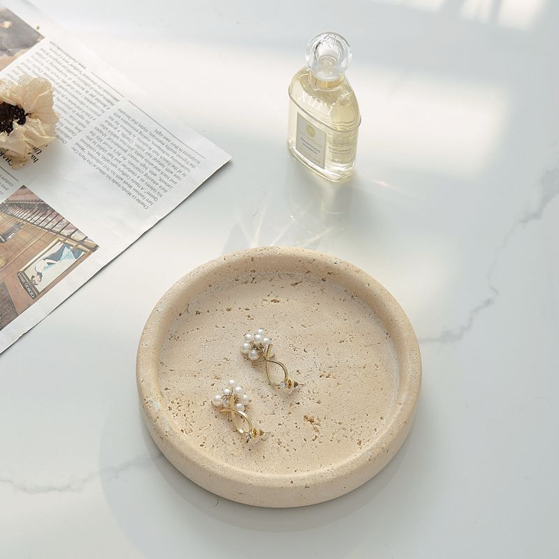 Round Travertine Jewelry Dish