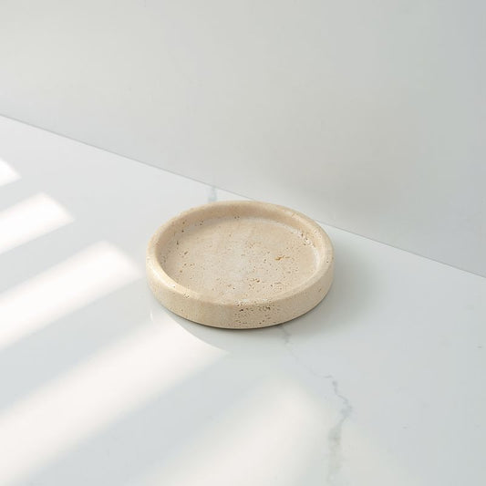 Round Travertine Jewelry Dish