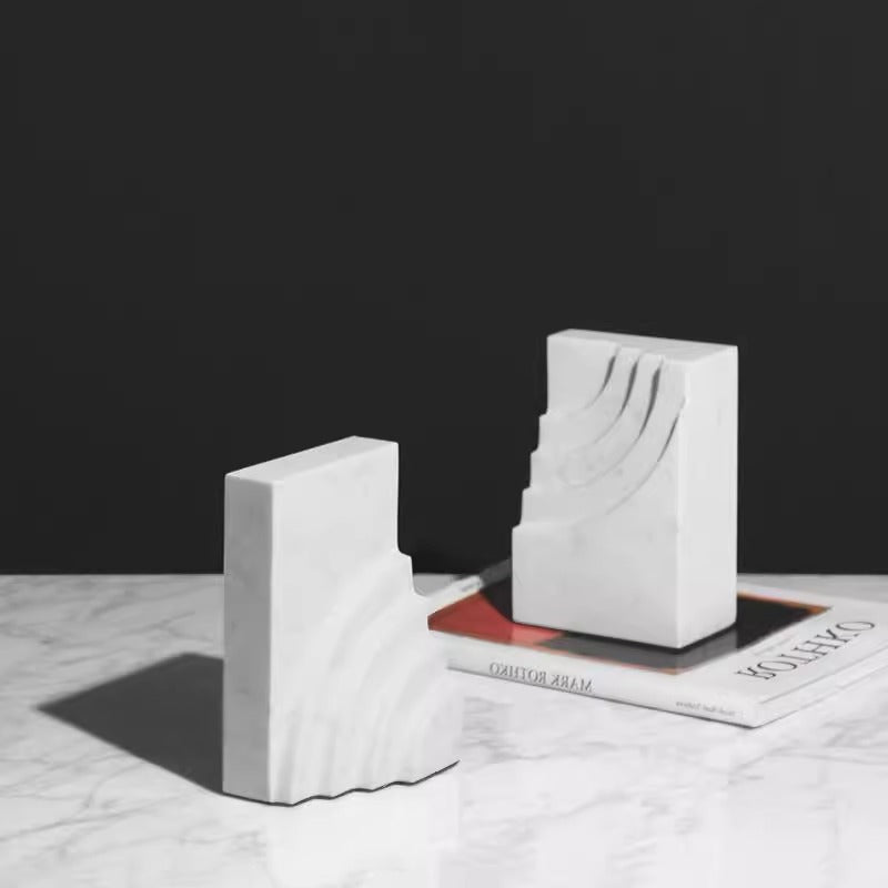 White Marble Bookends