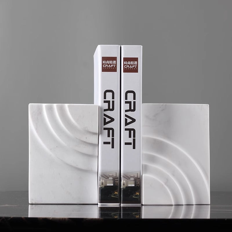 White Marble Bookends