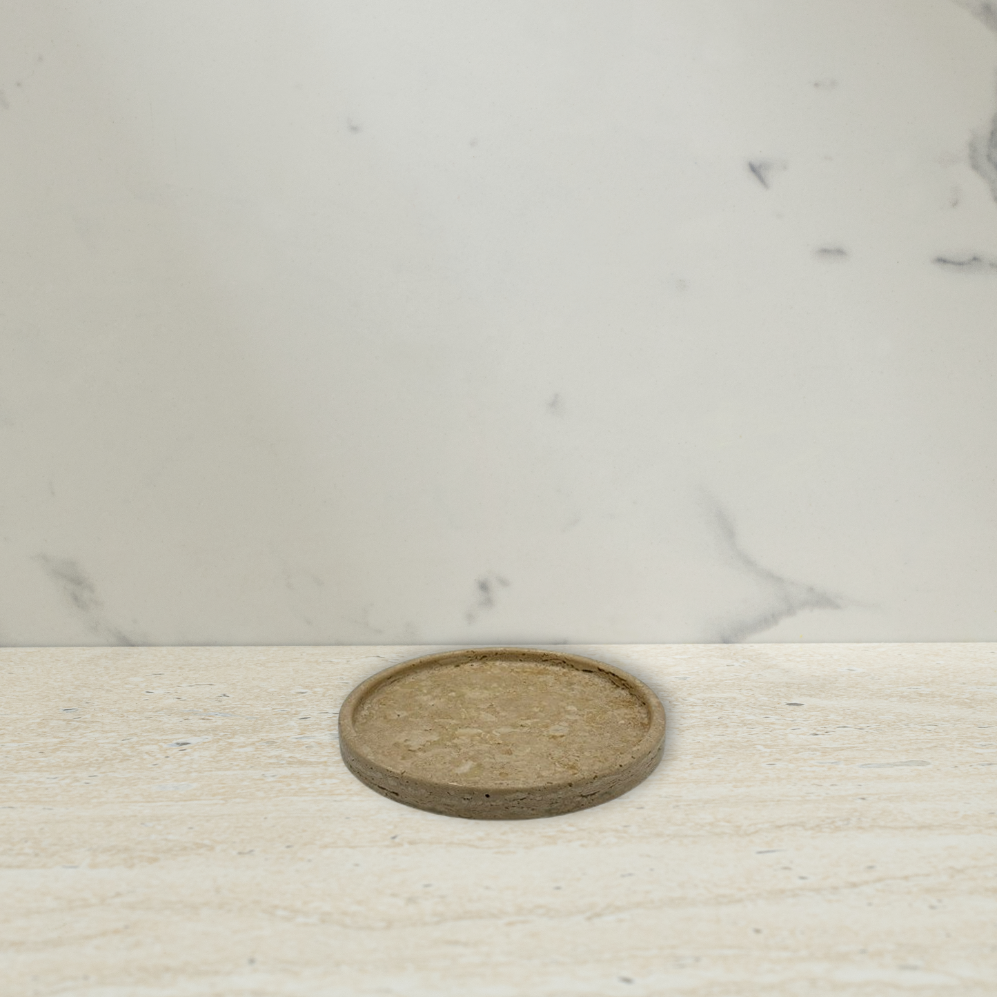 Large Round Travertine Tray