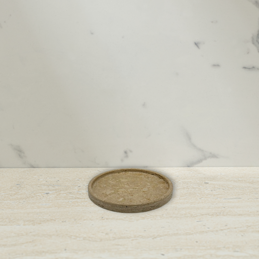 Large Round Travertine Tray